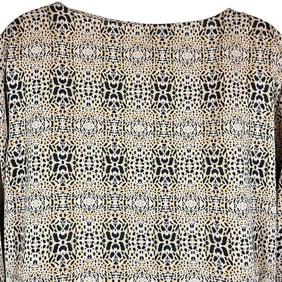 MNG by Mango Womens Animal Print Cheetah V-Neck Shift 3/4 Sleeve Dress sz 10 - Picture 11 of 16